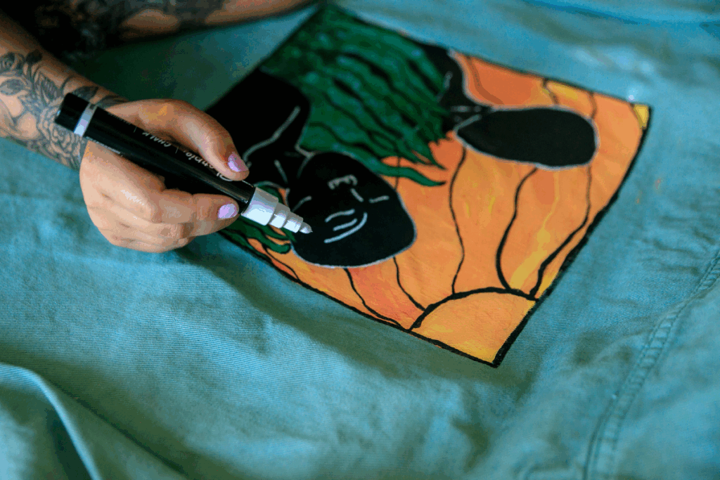 Malowana kurtka dżinsowa